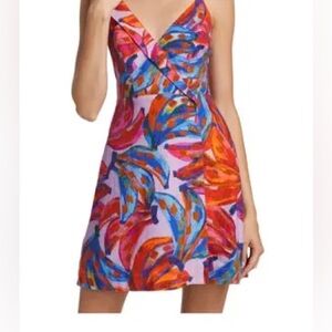 FARM Rio Red and Blue Sleeveless V-Neck Sundress